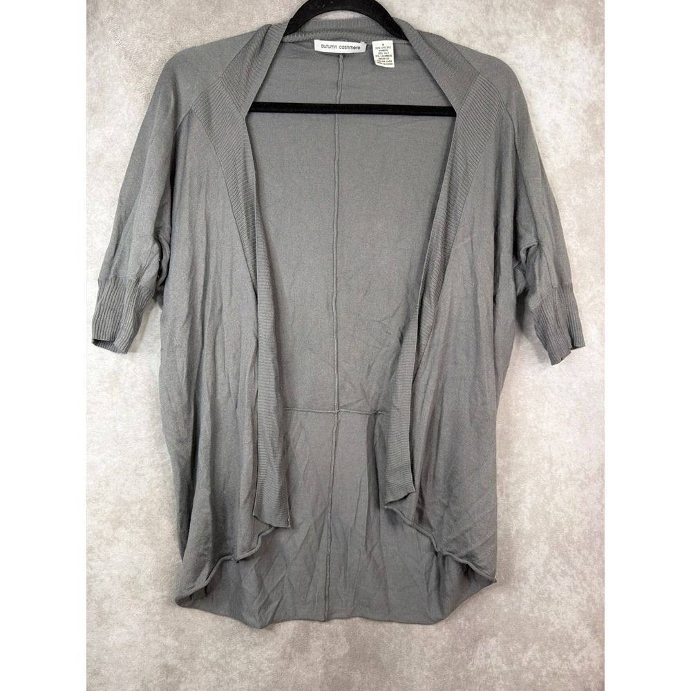 Autumn Cashmere Grey Open Front Cardigan Short Sleeve Sz S Silk Bamboo‎ Cashmere